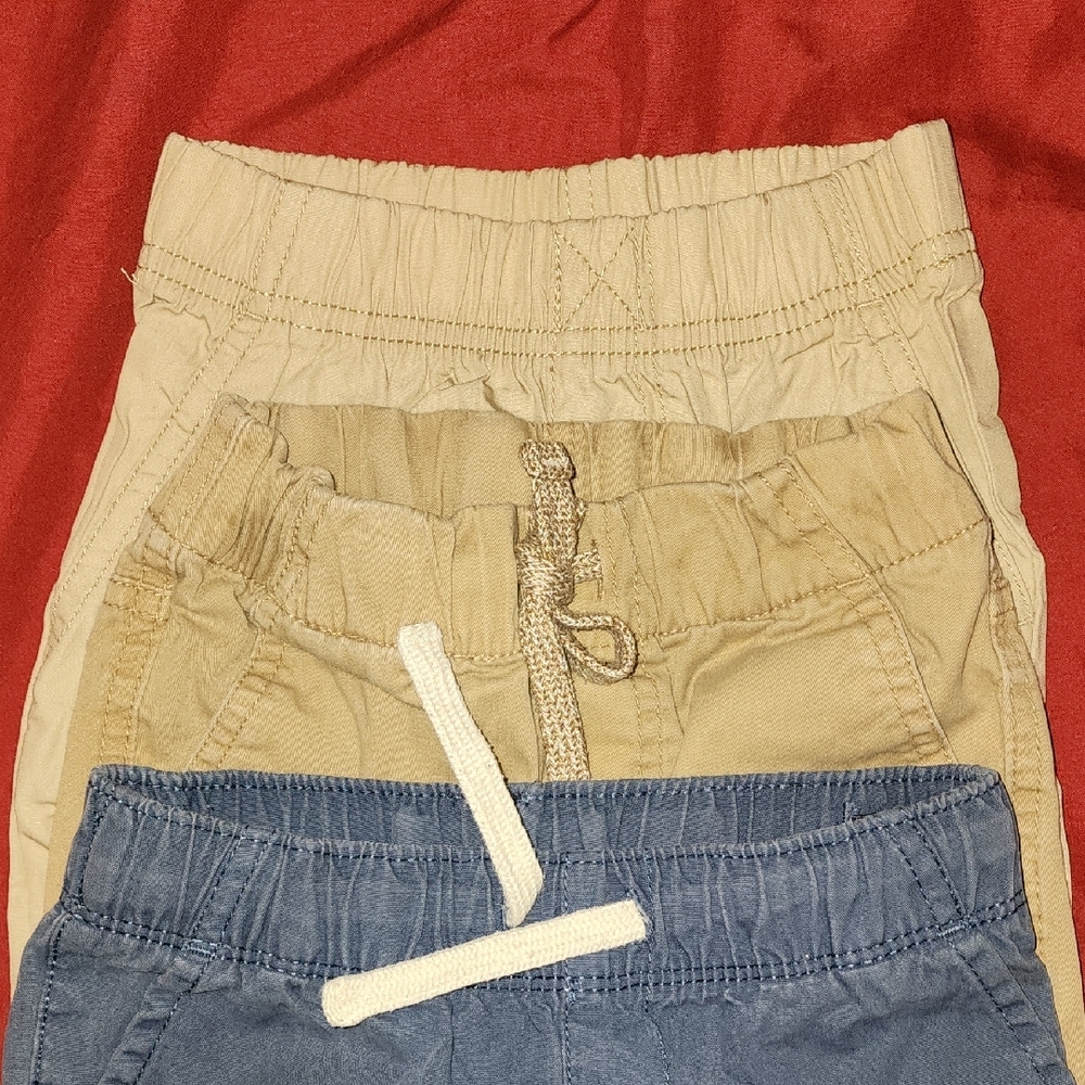 Kids Elastic Waist Bottoms - Tan, Brown, and Blue